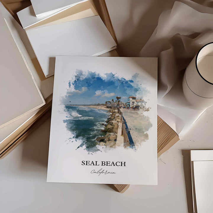Seal Beach, California – Watercolor Art Print