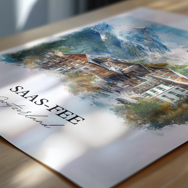 Saas-Fee Travel Print Wall Art Saas-Fee Wall Hanging Home Décor Saas-Fee Gift Art Lovers Switzerland Art Lover Gift Saas-Fee Poster