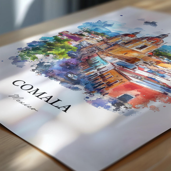 Comala Mexico Wall Art, Colima MX Print, Mexico Watercolor Art, Comala Mexico Gift, Travel Print, Travel Poster, Housewarming Gift