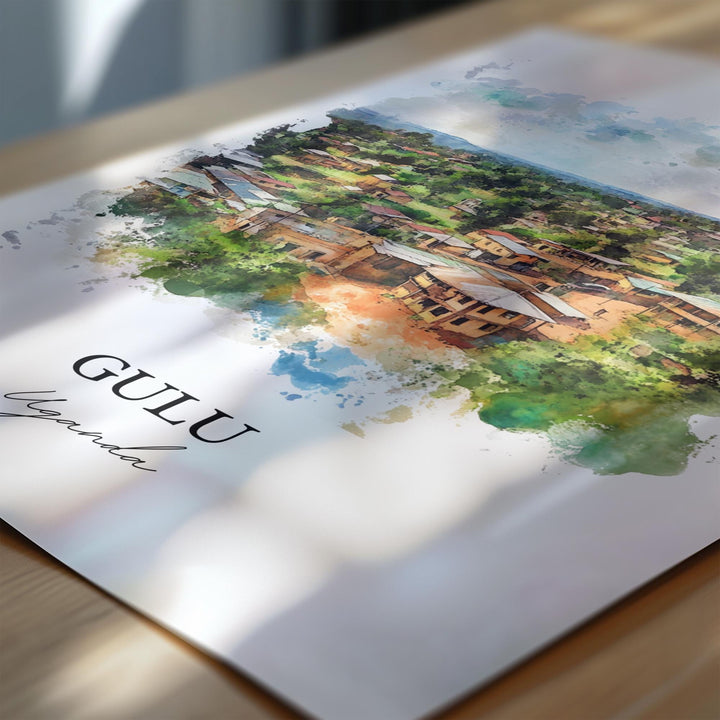 Gulu Uganda Wall Art, Northern Uganda Print, Uganda Watercolor Art, Gulu Uganda Gift, Travel Print, Travel Poster, Housewarming Gift