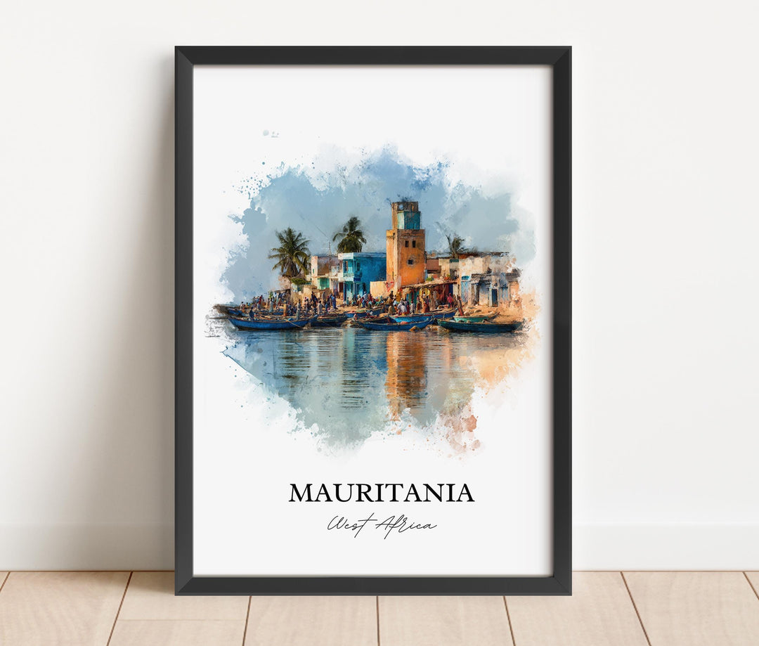 Mauritania Wall Art, Mauritania Print, Africa Watercolor Art, Mauritania Gift, Travel Print, Travel Poster, Housewarming Gift