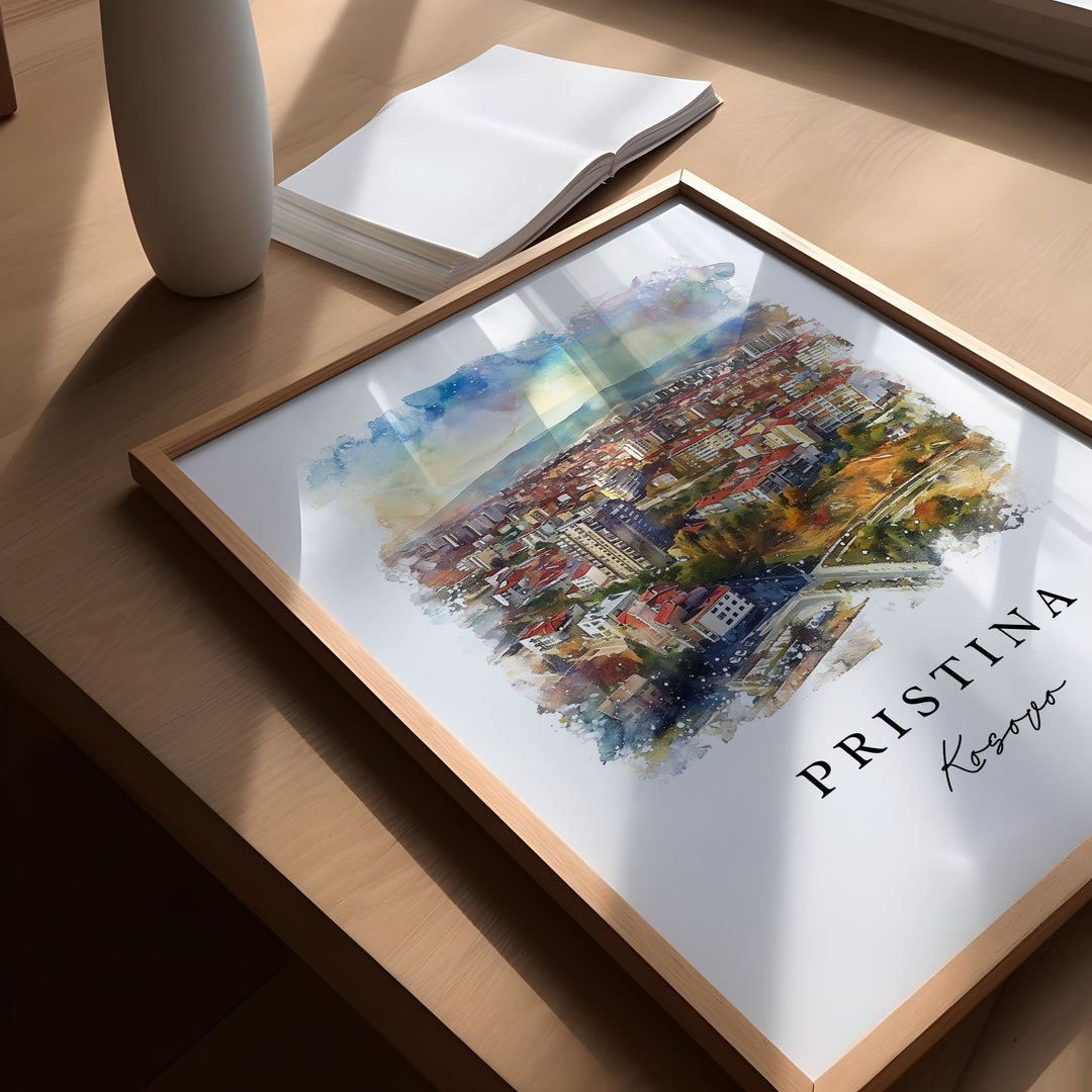 Pristina wall art - Kosovo, Pristina print, Pristina Skyline Kosovo gift, Birthday present, Custom Text, Perfect Gift