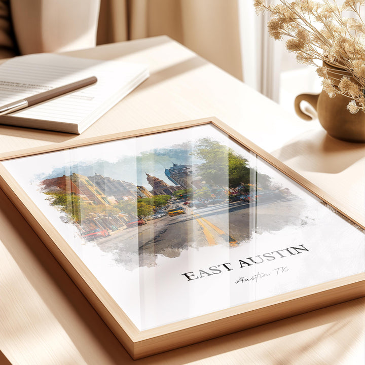 East Austin, Texas – Watercolor Art Print