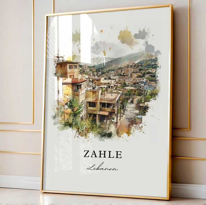 Zahle Lebanon Wall Art, Zahle Print, Zahle Watercolor Art, Beqaa Lebanon Gift,