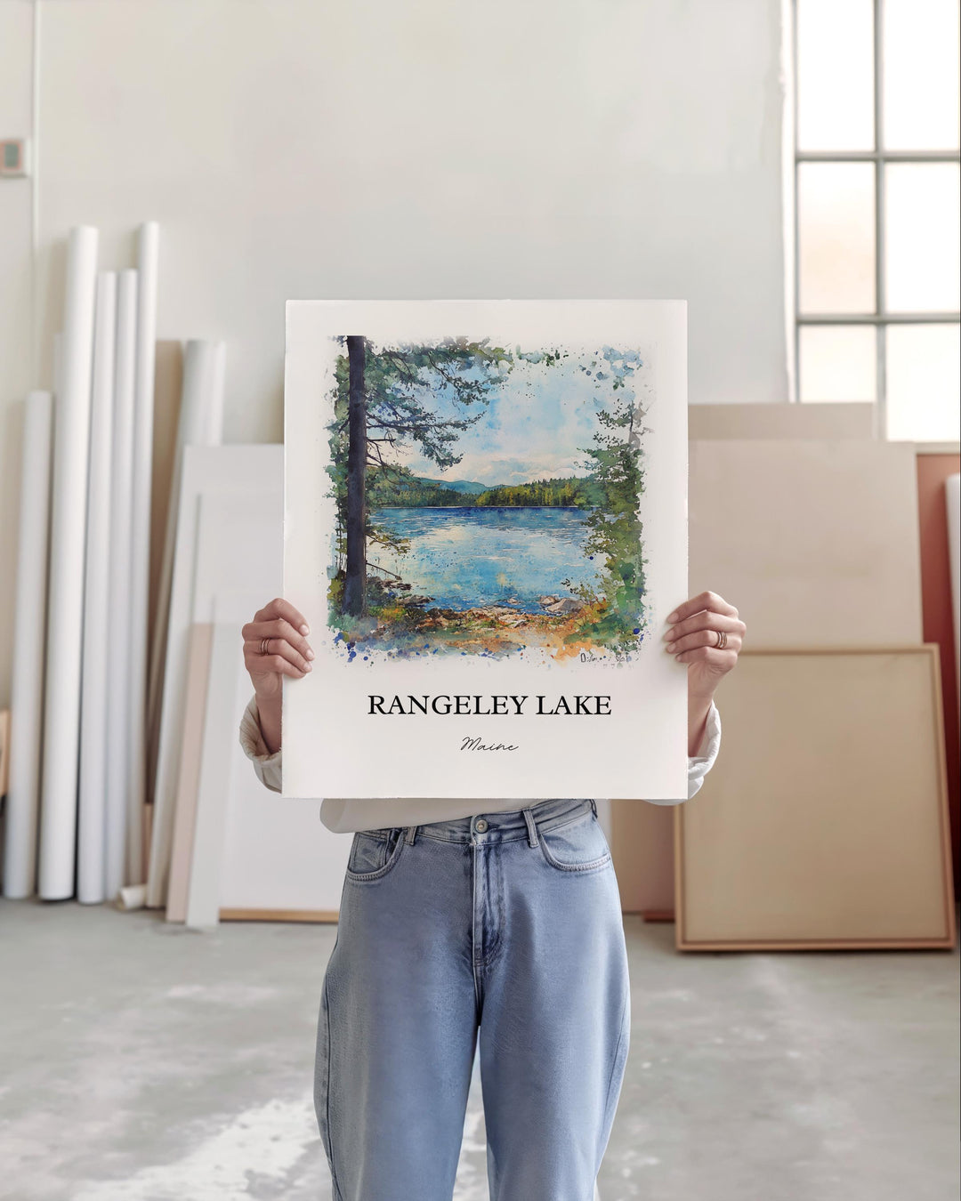 Rangeley Lake Wall Art, Franklin County ME Print, Maine Watercolor Art, Rangeley Lake Gift, Travel Print, Travel Poster, Housewarming Gift
