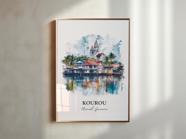 Kourou Wall Art, Kourou French Guina Print, French Guina Watercolor Art, French Guinea Gift, Travel Print, Travel Poster, Housewarming Gift