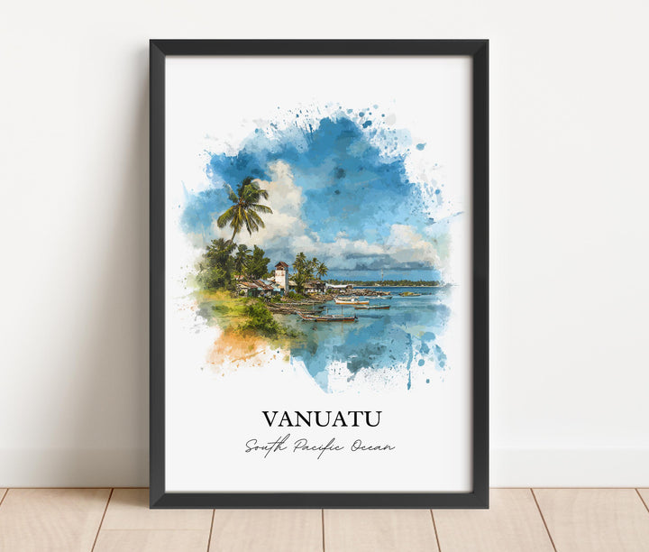 Vanuatu Wall Art, Vanuatu Print, Vanuatu Watercolor Art, Vanuatu Island Gift, Travel Print, Travel Poster, Housewarming Gift