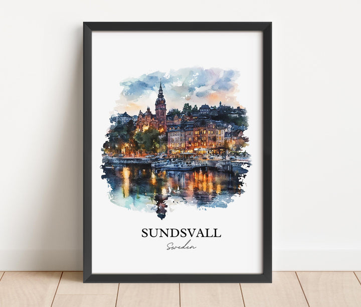 Sundsvall Travel Print Wall Art Sundsvall Wall Hanging Home Décor Sundsvall Gift Art Lovers Sweden Art Lover Gift Sundsvall Poster