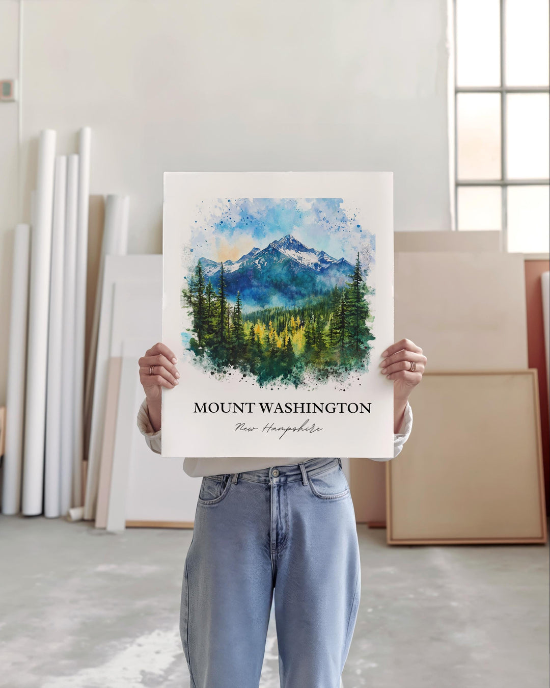 Mount Washington Wall Art, White Mountains Print, NH Watercolor Art, Mount Washington Gift, Travel Print, Travel Poster, Housewarming Gift