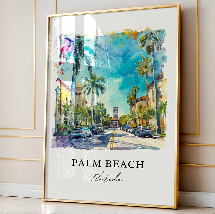 Palm Beach FL Wall Art, Palm Beach Print, Palm Beach FL Watercolor, Palm Beach Gift, Travel Poster, Housewarming Gift