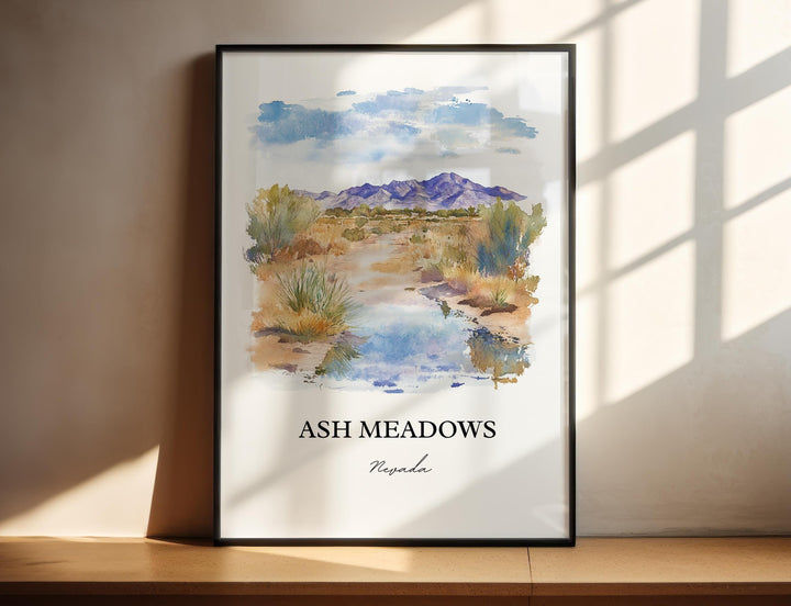 Ash Meadows NV Wall Art, Nye County Print, Nevada Watercolor Art, Ash Meadows Gift, Travel Print, Travel Poster, Housewarming Gift