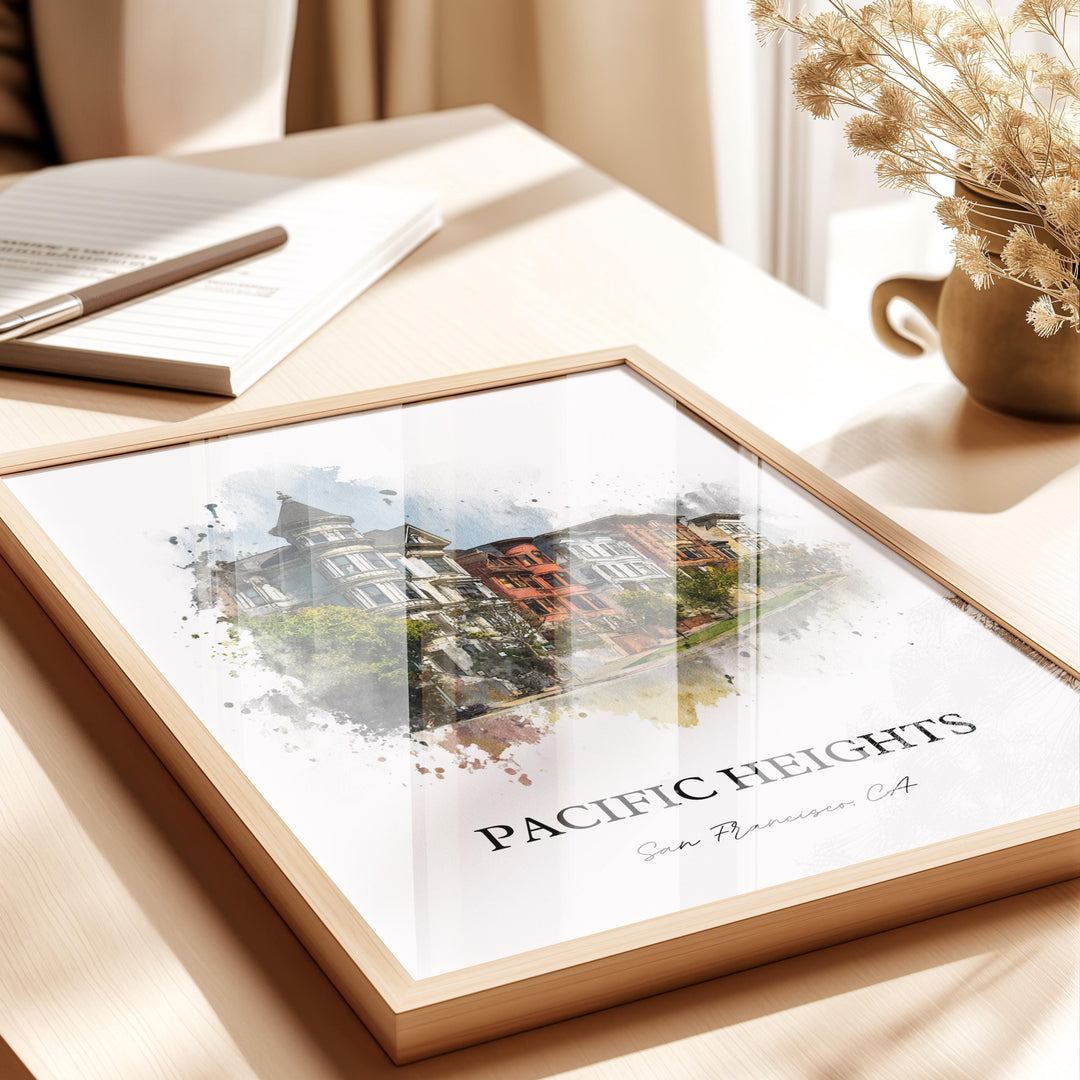 Pacific Heights, California – Watercolor Art Print