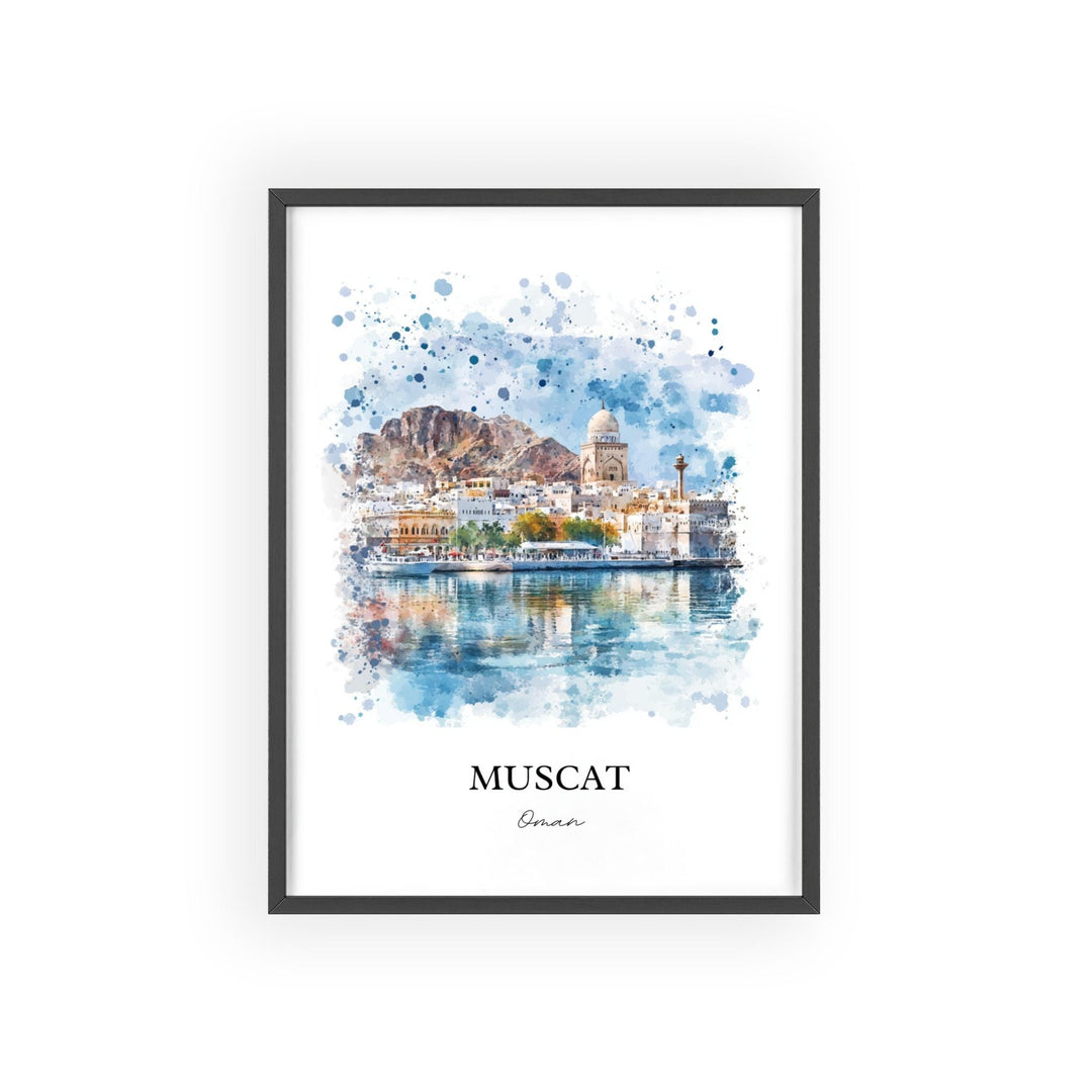 Muscat Oman Wall Art, Muscat Print, Oman Watercolor Art, Muscat Oman Gift, Travel Print, Travel Poster, Housewarming Gift