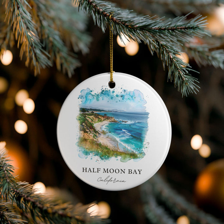 Half Moon Bay Ornament: Unique Half Moon Bay Souvenir, California Xmas Decor, and Authentic Half Moon Bay Gift