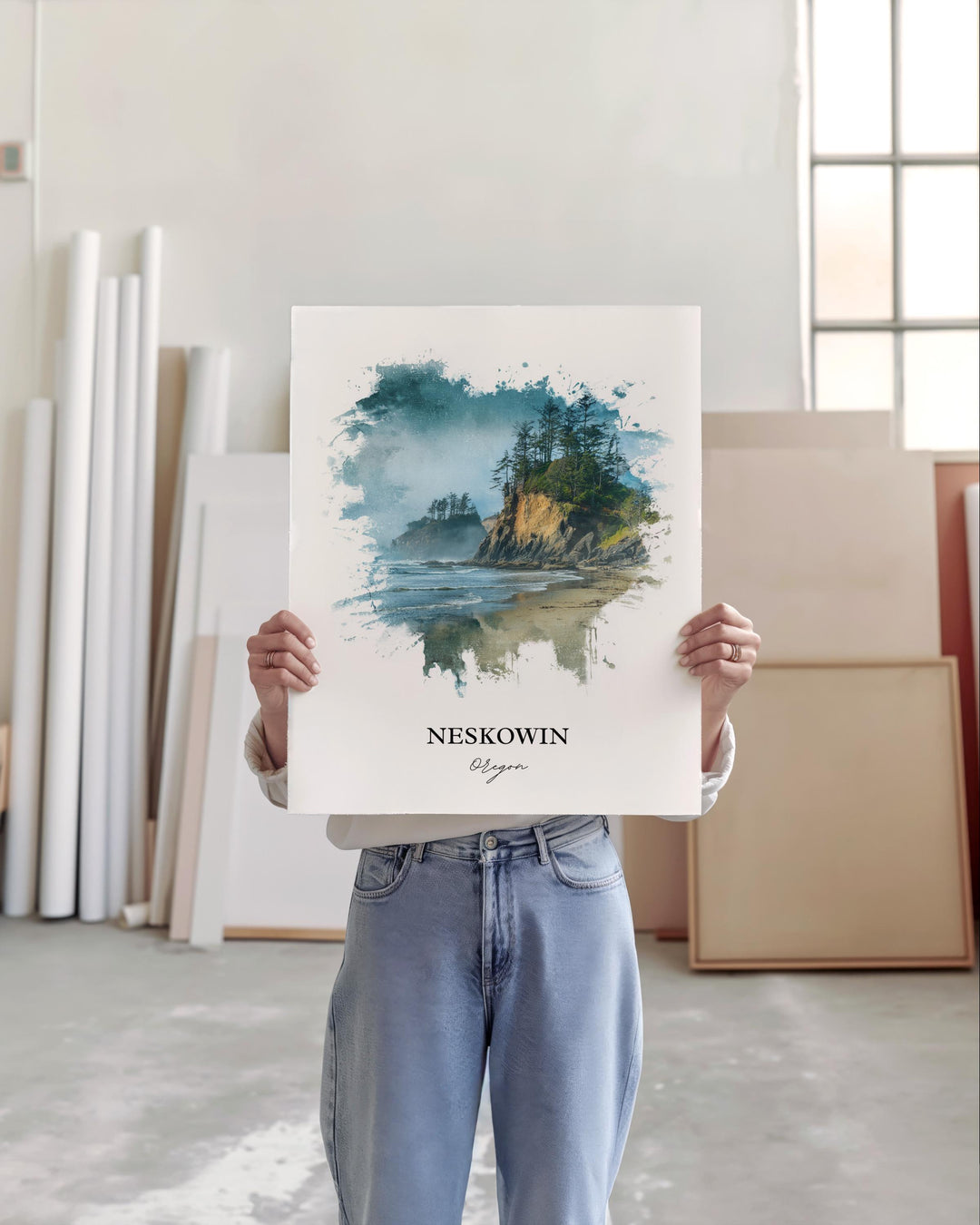 Neskowin, Oregon – Watercolor Art Print