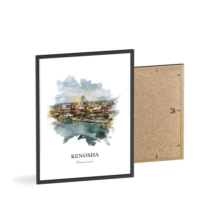 Kenosha Wall Art, Kenosha WI Print, Kenosha Watercolor Art, Kenosha Wisconsin Gift, Travel Print, Travel Poster, Housewarming Gift