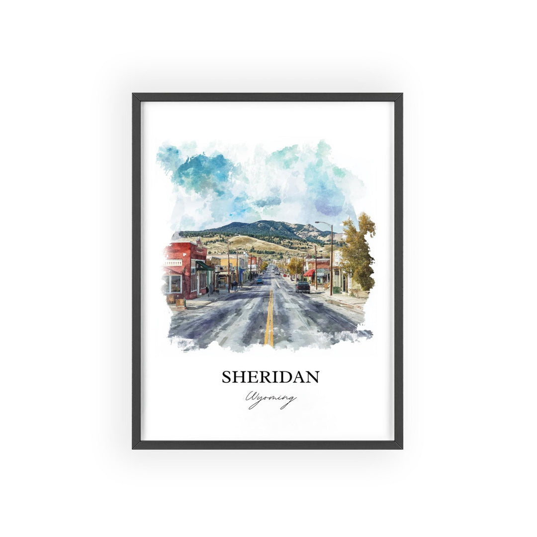 Sheridan WY Wall Art, Sheridan WY Print, Wyoming Watercolor Art, Sheridan Wyoming Gift, Travel Print, Travel Poster, Housewarming Gift