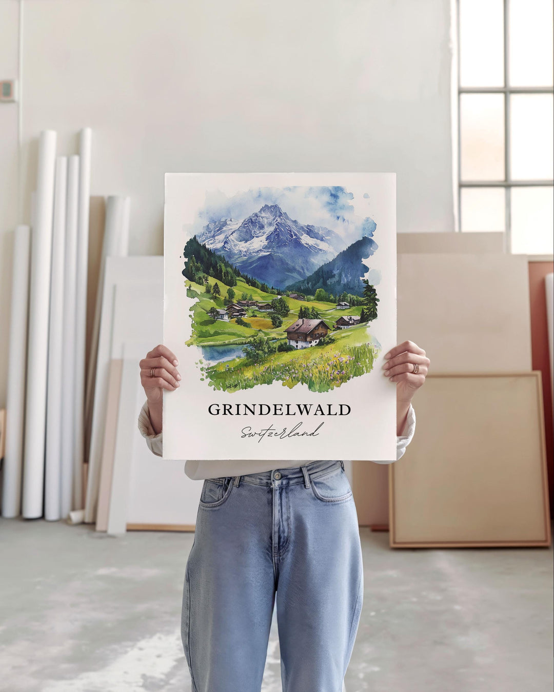 Grindelwald Wall Art, Grindelwald Switzerland Print, Bernese Alps Artwork, Jungfrau Gift, Travel Print, Travel Poster, Housewarming Gift