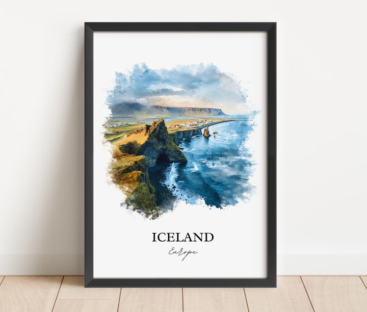 Iceland Wall Art, Iceland Print, Iceland Watercolor Art, Iceland Gift, Travel Print, Travel Poster, Housewarming Gift