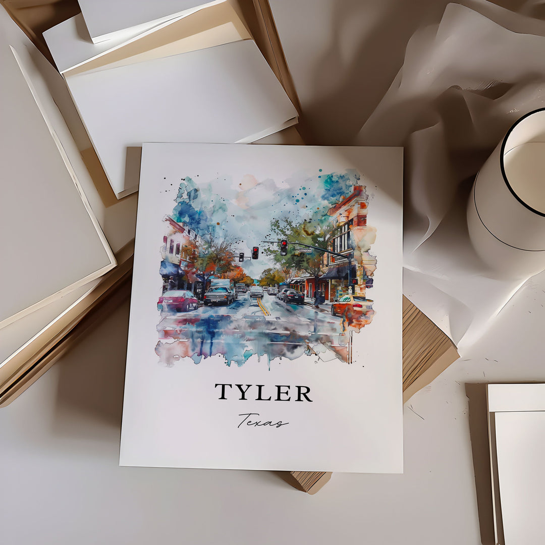 Tyler Texas Wall Art, Tyler TX Print, Tyler Texas Watercolor Art, Tyler Texas Art Gift,