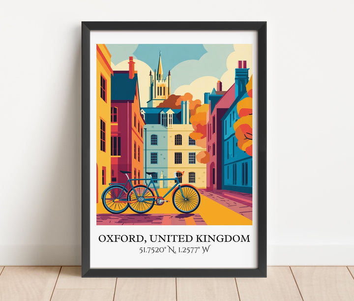Oxford UK Art, Oxford UK Retro Travel Art, Oxford UK Home Decor, England Gift, England Travel Art, Travel Prints, Housewarming Gift