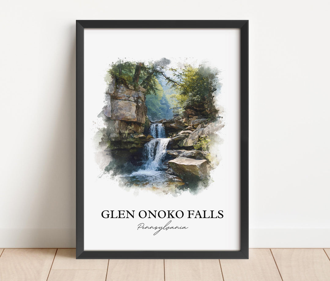 Glen Onoko Falls Wall Art, Carbon County Print, Pennsylvania Artwork, Glen Onoko Falls Gift, Travel Print, Travel Poster, Housewarming Gift