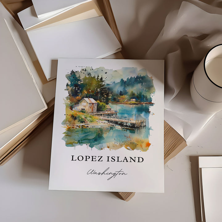 Lopez Island WA Art, Lopez Island Print, San Juan Islands Watercolor, San Juan Isl. WA Gift,