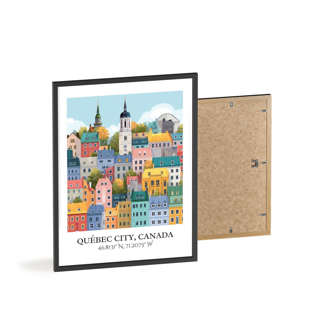 Quebec City Art, Quebec City Retro Travel Art, Quebec Home Decor, Quebec Gift, Canada Travel Art, Travel Prints, Housewarming Gift