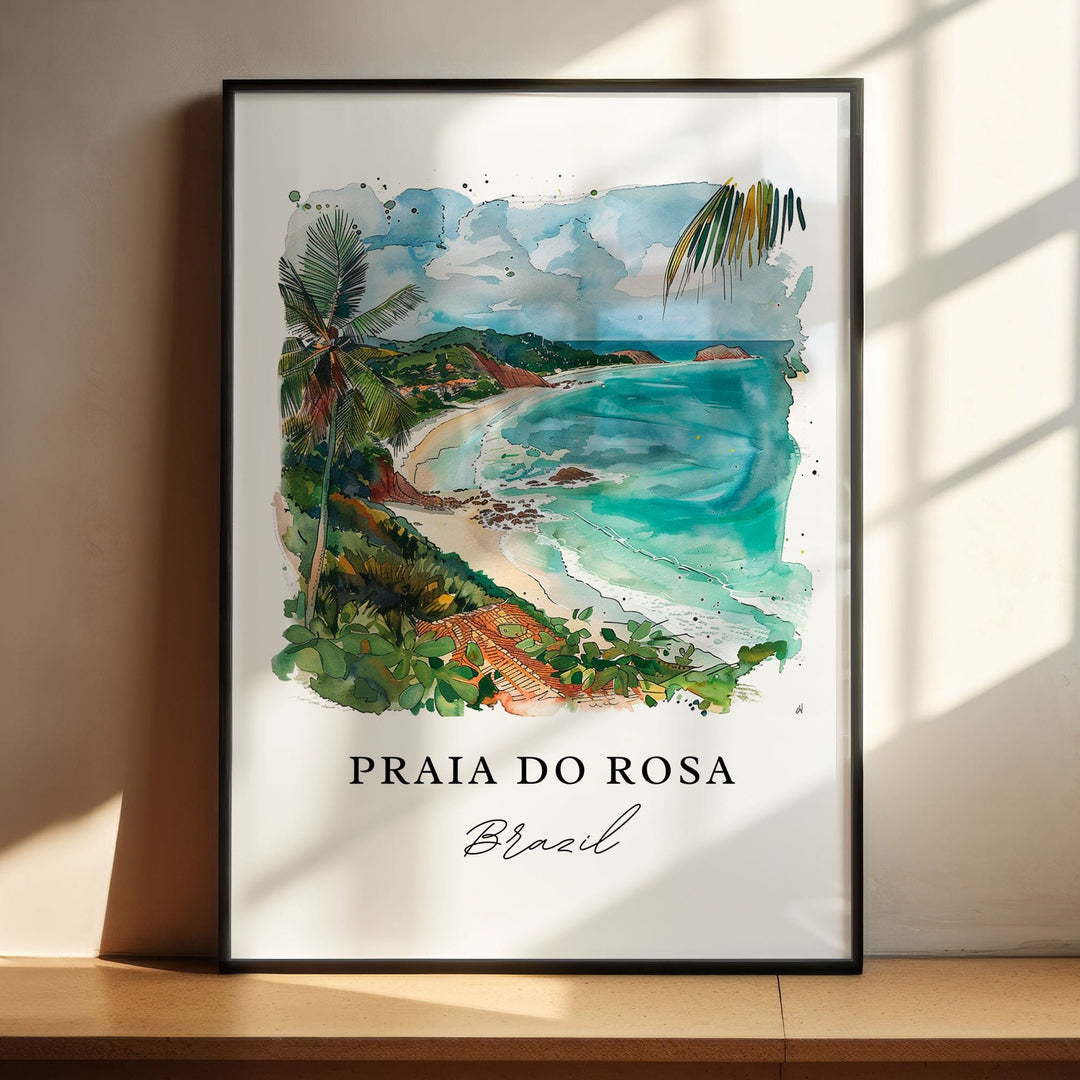 Praia Do Rosa Art, Praia Do Rosa Brazil Print, Florianópolis Watercolor Art, Garopaba Gift,