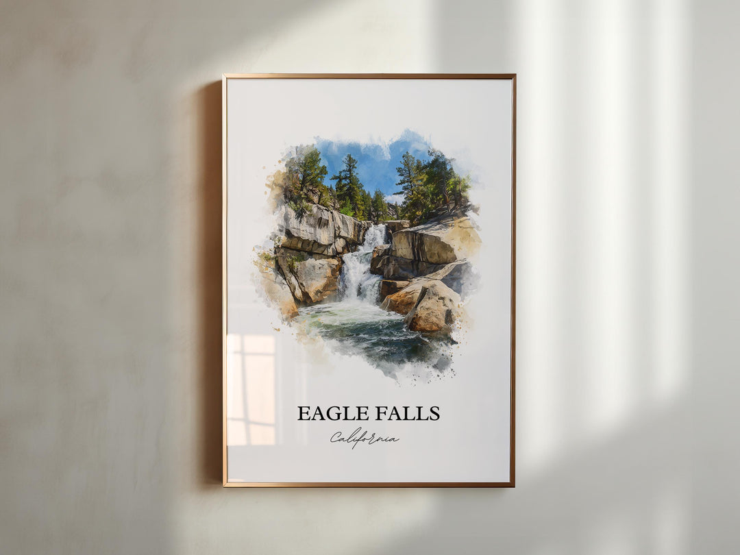 Eagle Falls Wall Art, South Lake Tahoe Print, Lake Tahoe Watercolor Art, Eagle Falls CA Gift, Travel Print, Travel Poster, Housewarming Gift