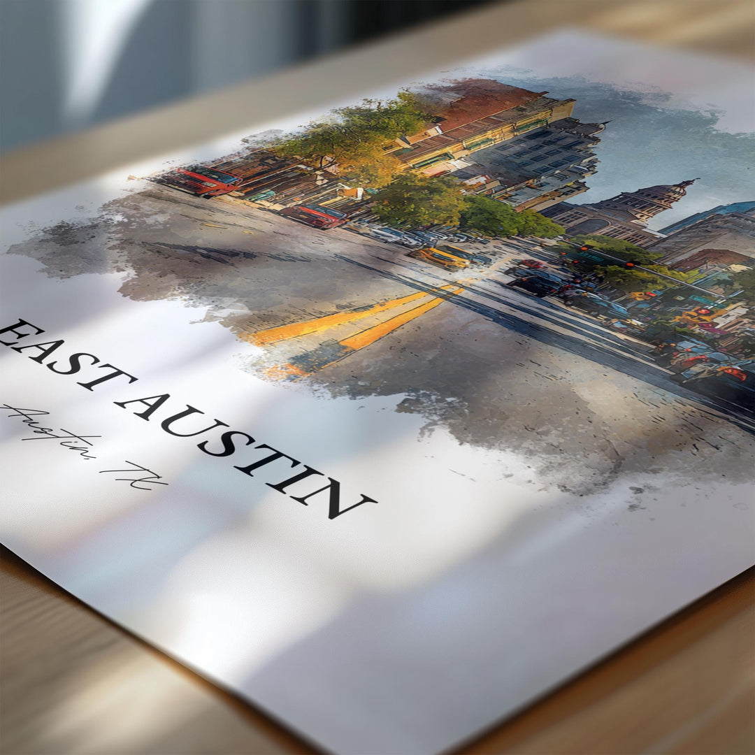 East Austin, Texas – Watercolor Art Print