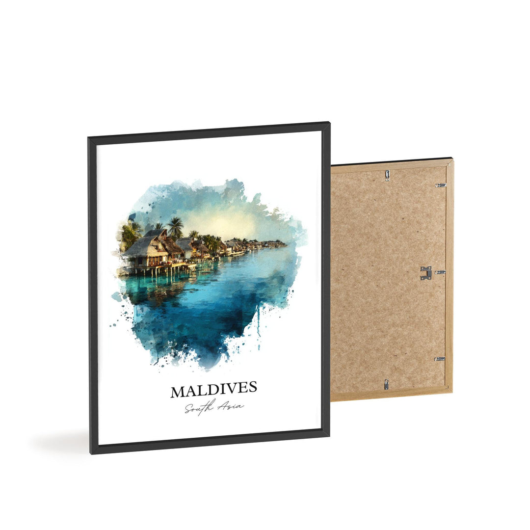 Maldives Wall Art, Maldives Print, Maldives Watercolor Art, Maldives Gift, Travel Print, Travel Poster, Housewarming Gift