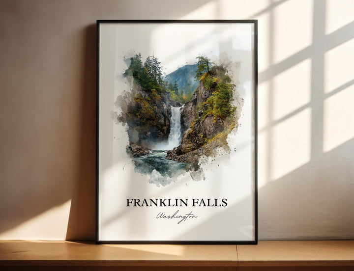 Franklin Falls Art, Snoqualmie River Print, Washington State Artwork, Franklin Falls WA Gift, Travel Print, Travel Poster, Housewarming Gift