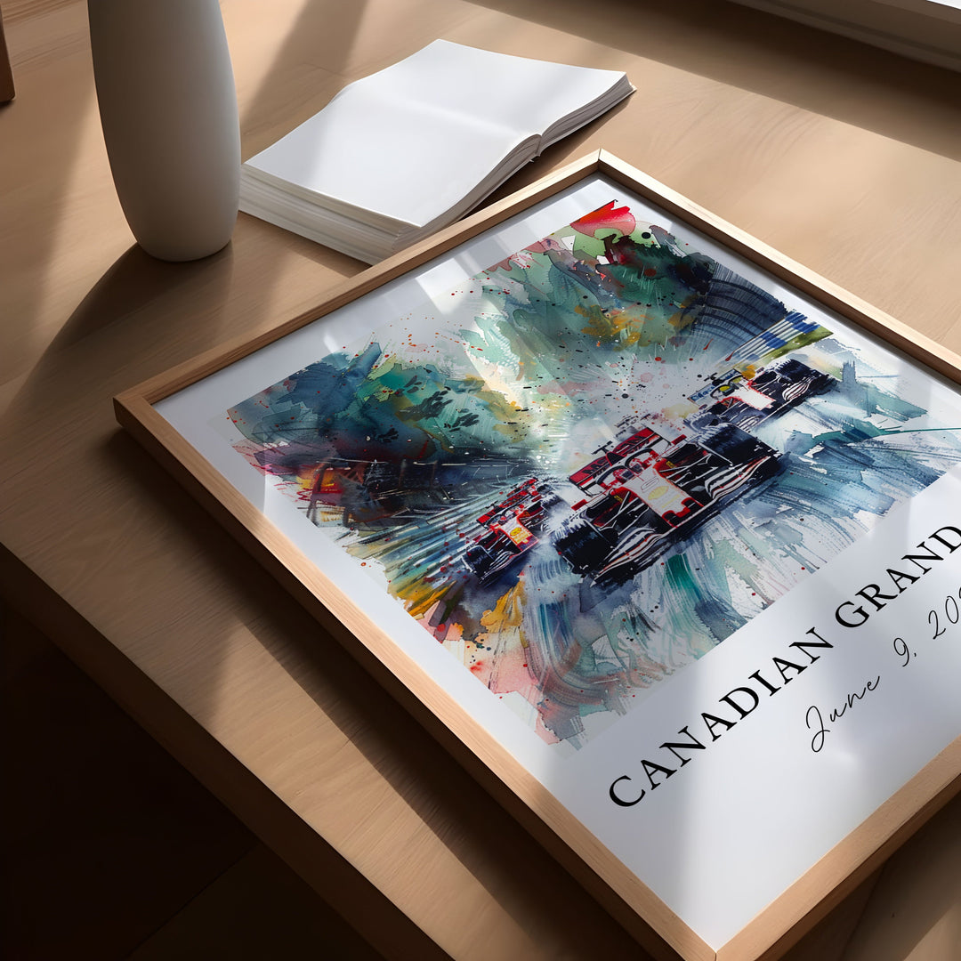 Canadian Grand Prix Art, F1 Montreal Print, Canadian F1 Watercolor Art, Montreal F1 Gift,