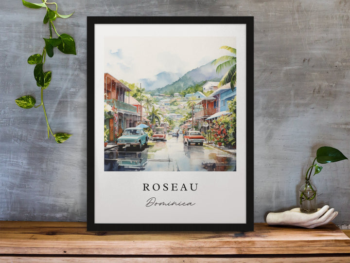 Roseau Dominica wall art - Dominica, Roseau poster, Roseau Wedding gift, Birthday present, Custom Text, Personalized Gift