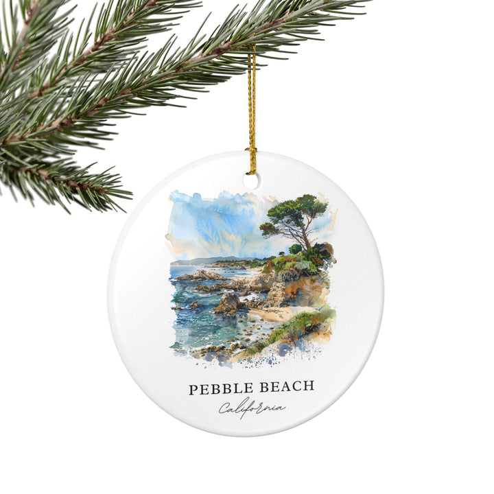 Pebble Beach CA Ornament: Unique Pebble Beach Souvenir, Pebble Beach Xmas Decor, and Authentic Pebble Beach California Gift