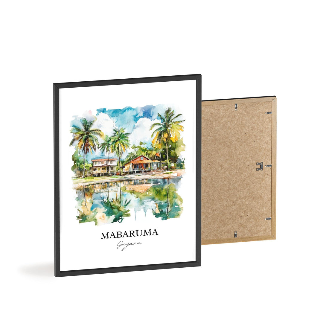 Mabaruma Wall Art, Guyana Print, Guyana Watercolor Art, Mabaruma Guyana Gift, Travel Print, Travel Poster, Housewarming Gift