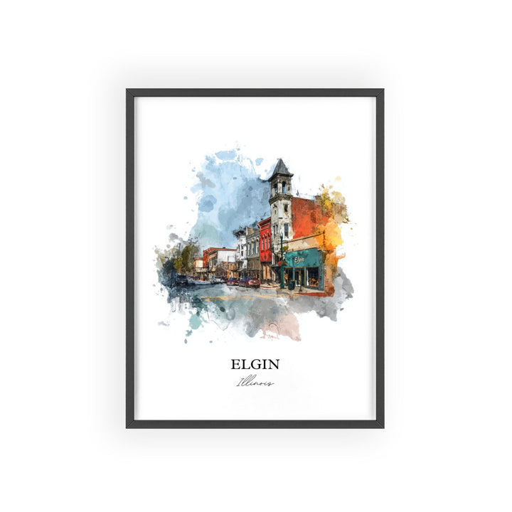 Elgin, Illinois – Watercolor Art Print