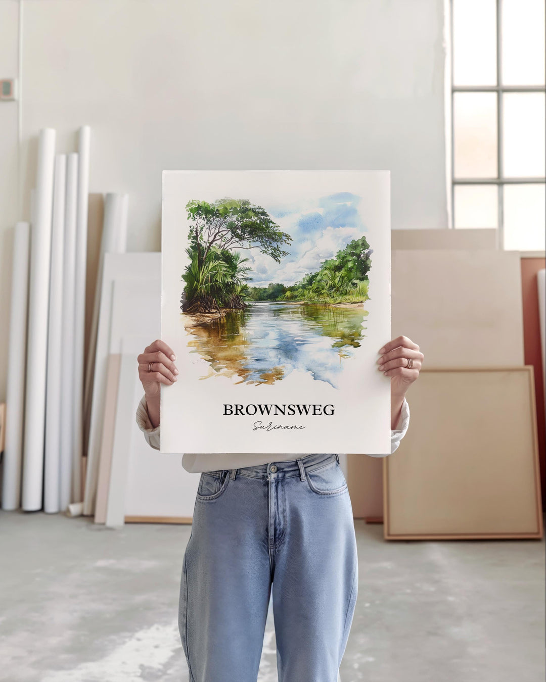 Brownsweg Wall Art, Suriname Print, Suriname Watercolor Art, Brownsweg Gift, Travel Print, Travel Poster, Housewarming Gift