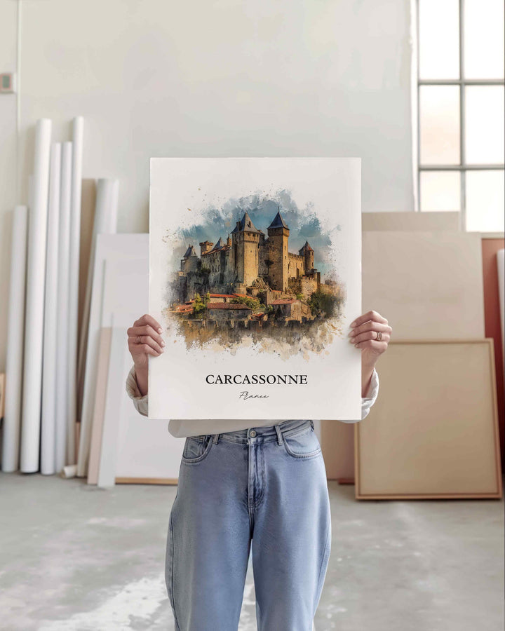 Carcassonne, France – Watercolor Art Print