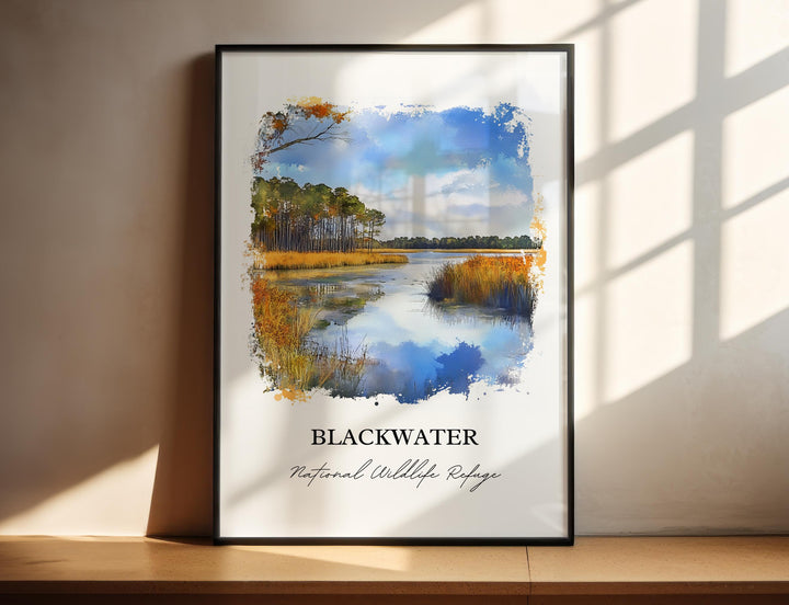Blackwater National Refuge Wall Art, Cambridge MD Print, Maryland Watercolor, Maryland Gift, Travel Print, Travel Poster, Housewarming Gift
