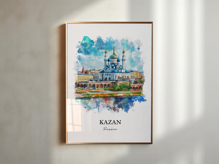 Kazan Russia Wall Art, Republic of Tatarstan Print, Russia Watercolor Art, Kazan Russia Gift, Travel Print, Travel Poster, Housewarming Gift