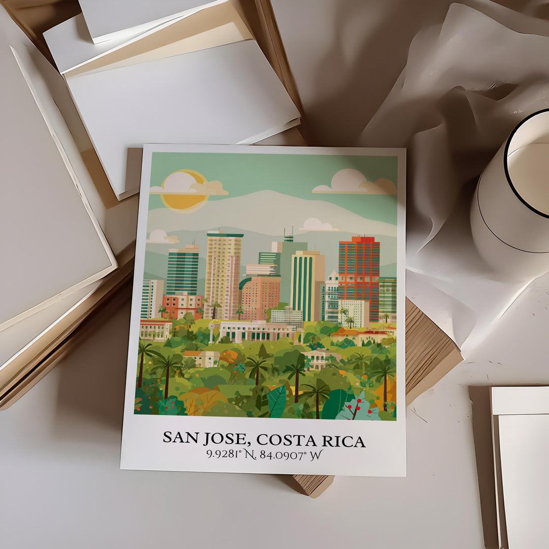 San Jose Art, San Jose Costa Rica Retro Art, Costa Rica Home Decor, Costa Rica Gift, Costa Rica Art, Travel Prints, Housewarming Gift