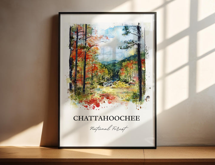 Chattahoochee Forest Art, Gainesville GA Print, Oconee Georgia Artwork, Chattahoochee Gift, Travel Print, Travel Poster, Housewarming Gift