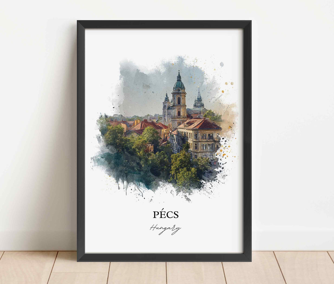 Pecs, Hungary – Watercolor Art Print of Mecsek Mountains