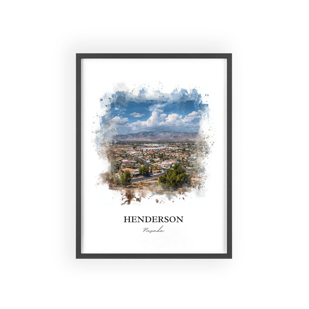Henderson NV Wall Art, Henderson Print, Nevada Watercolor Art, Henderson Nevada Gift, Travel Print, Travel Poster, Housewarming Gift