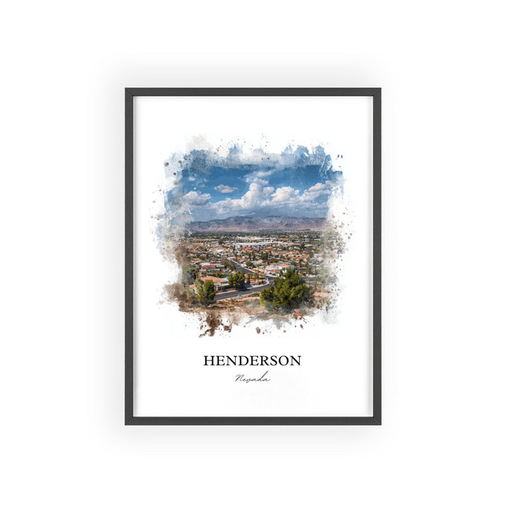 Henderson NV Wall Art, Henderson Print, Nevada Watercolor Art, Henderson Nevada Gift, Travel Print, Travel Poster, Housewarming Gift