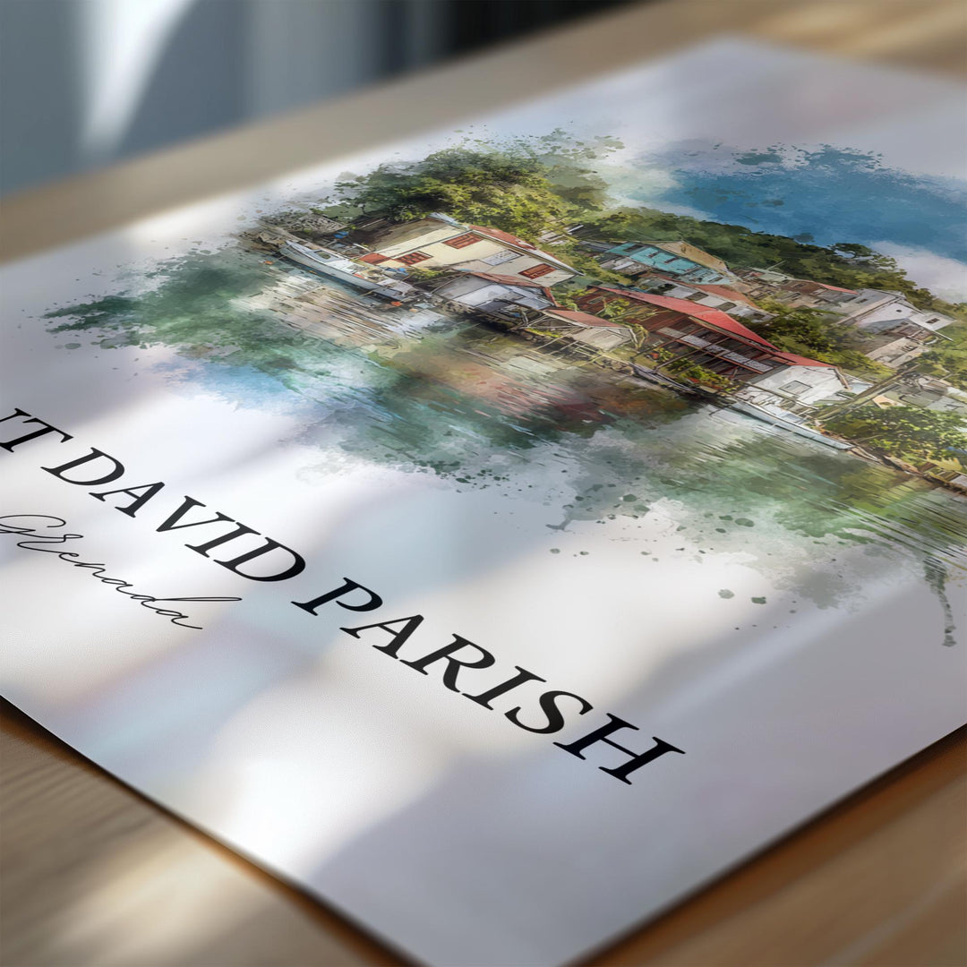 Saint David Parish Art, Grenada Print, Grenada Watercolor Art, Grenada Gift, Grenada Travel Print, Travel Poster, Housewarming Gift
