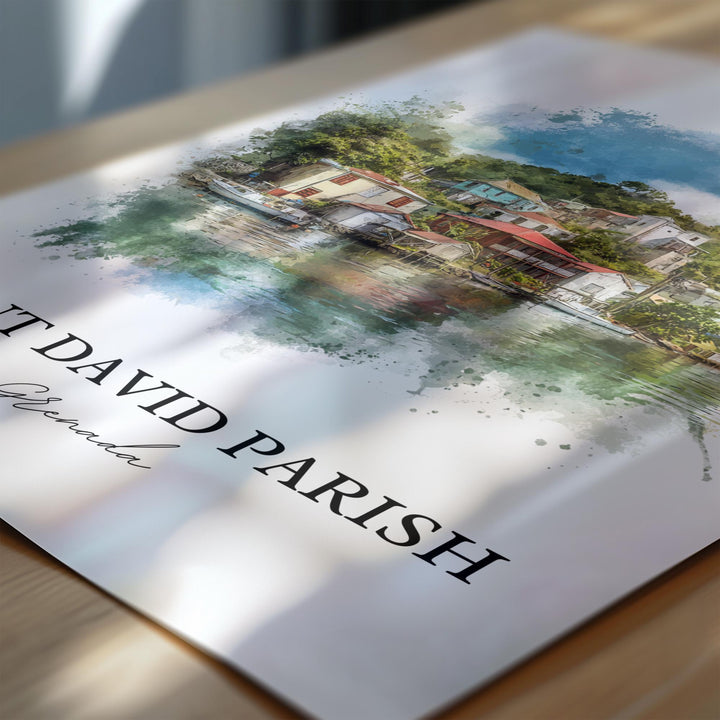 Saint David Parish Art, Grenada Print, Grenada Watercolor Art, Grenada Gift, Grenada Travel Print, Travel Poster, Housewarming Gift