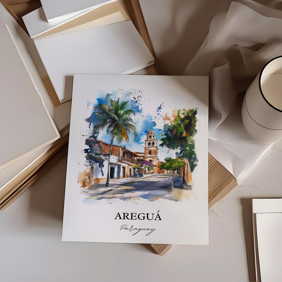 Areguá Paraguay Wall Art, Areguá Print, Paraguay Watercolor Art, Areguá Paraguay Gift, Travel Print, Travel Poster, Housewarming Gift